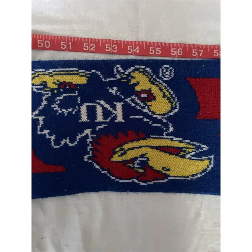 Kansas Jayhawks Knit Scarf Blue & Red With Fringes 57